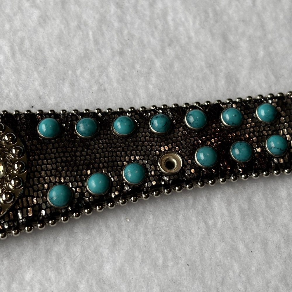 Women’s Angel Ranch Turquoise Studded Western Belt L Rhinestone Buckle Leather - Picture 7 of 16